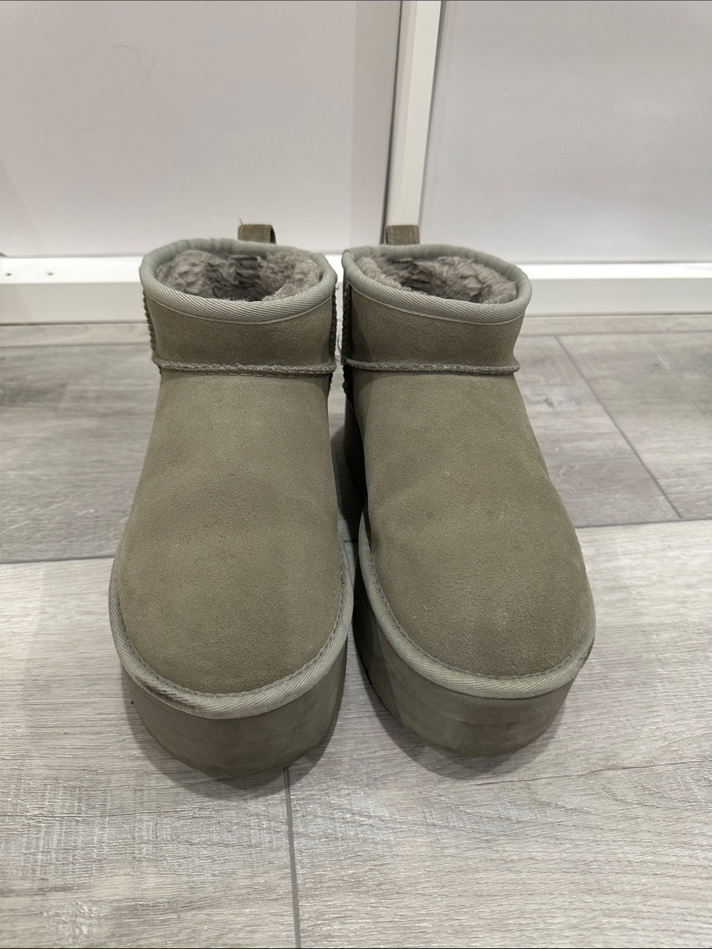 UGG Olive Suede Platform Ankle Slippers - Picture 2 of 8